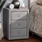 Baxton Studio Tessa Modern Grey Upholstered 3-Drawer Nightstand 147-8161 - alternate 2